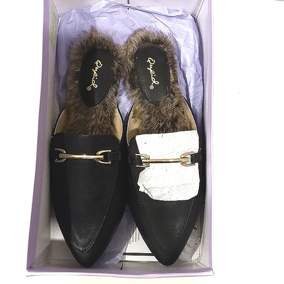 Qupid Mules with Faux Fur Footbed | size 8US - Picture 2 of 6
